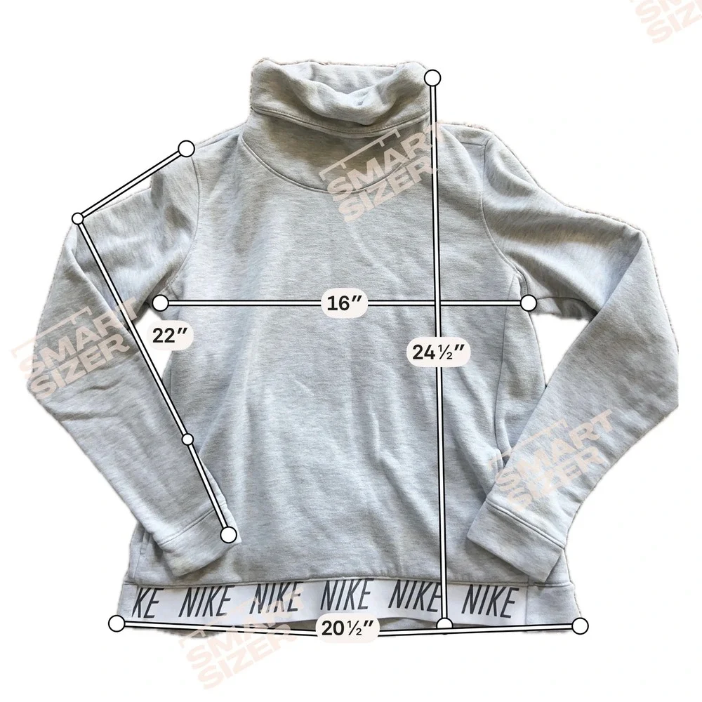 Nike Dri-FIT Womens Funnel Neck Sweatshirt Grey Logo Hem Pullover Medium